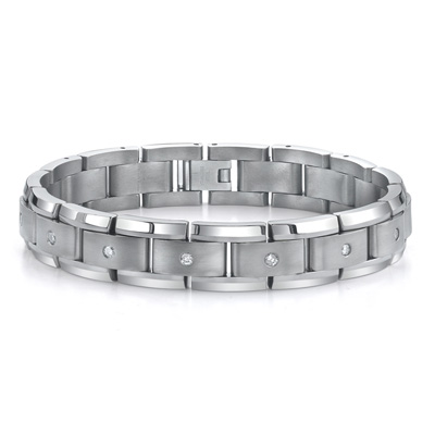 Titanium Dual Finish Diamond Bracelet_G.M. Pollack