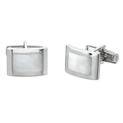 14K White Gold Cuff Link with beautiful mother of pearl inlays_ Corbo Jewelers